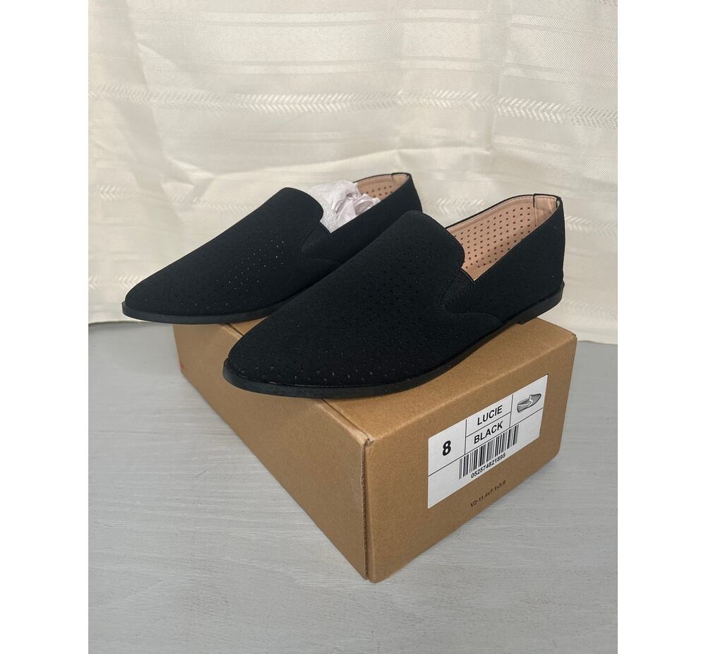 Journee Collection Lucie Loafer Perforated Faux Suede Black Womens Size 8
